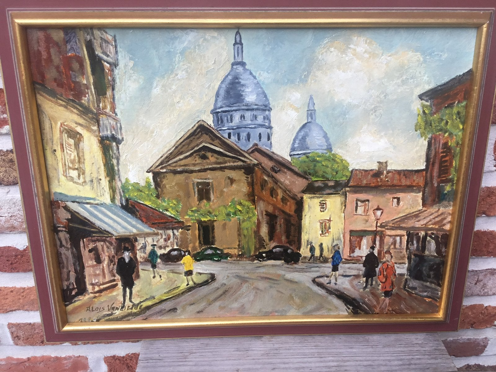 Alois Van Liefde-1963 -olie/karton- straatscène -afm.45x35cm, Ophalen