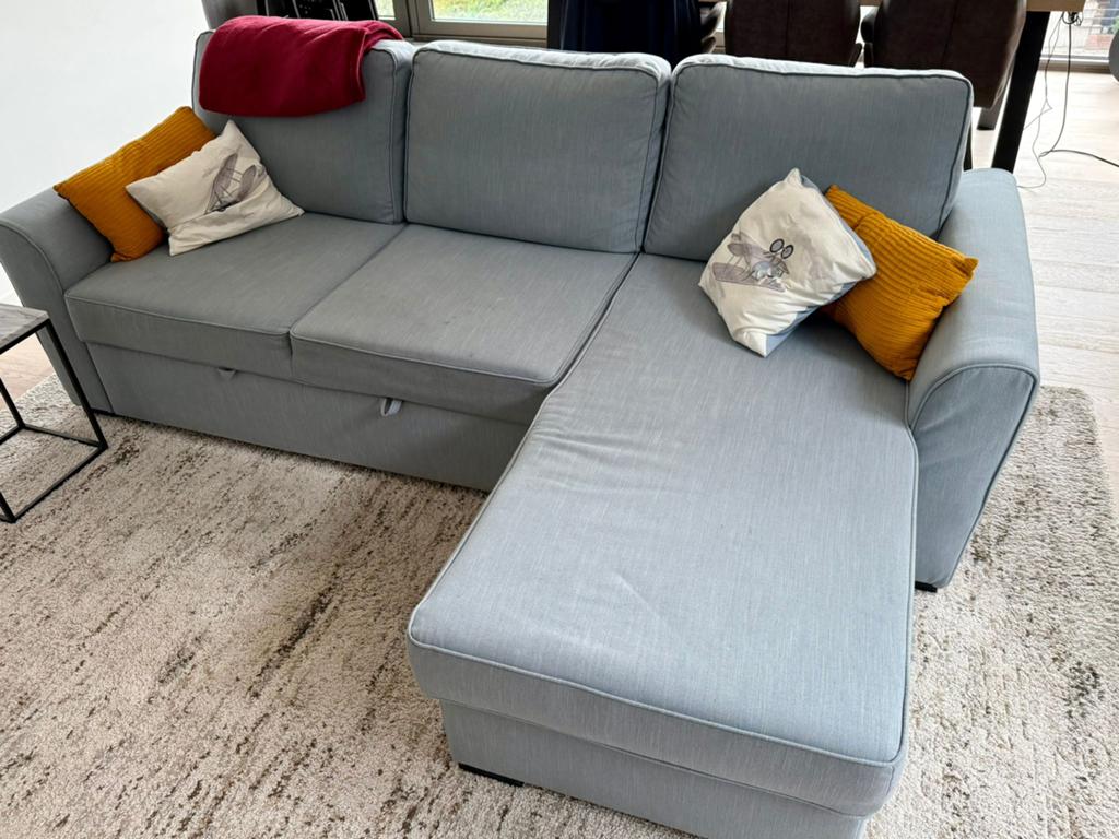 Zetel met chaiselongue en slaapbank (verborgen), Huis en Inrichting, Zetels | Zetels, Ophalen, Gebruikt