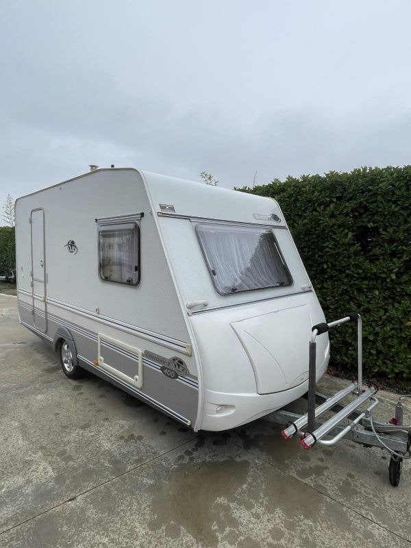 Caravan Caravelair, Vast bed, Treinzit, Particulier, Fietsenrek