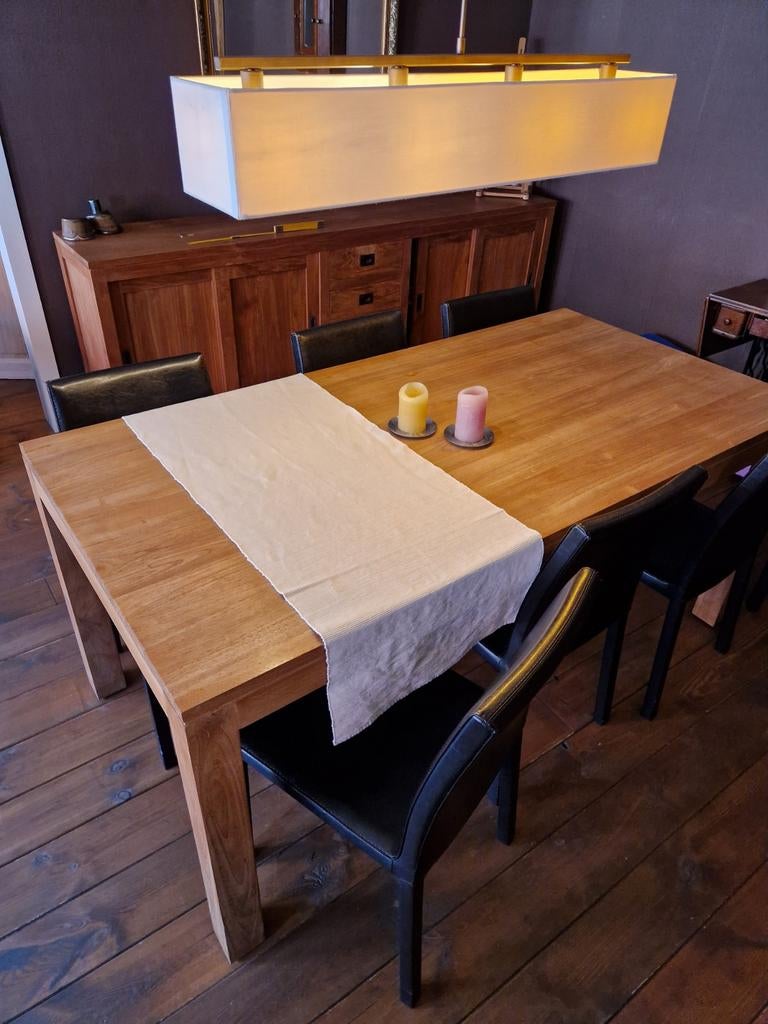 Massieve teak eettafel binnen of buiten – robuust & tijdloos, Maison & Meubles, Tables | Tables à manger, Enlèvement