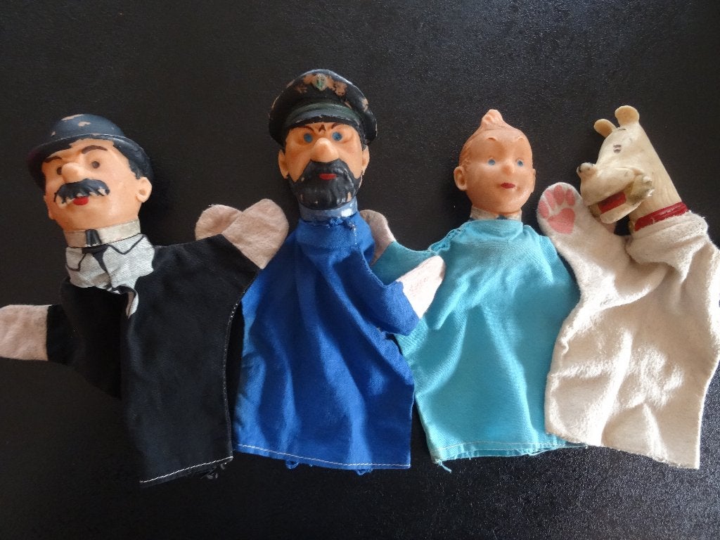 Tintin - 4 marionnettes années 1960, Plusieurs BD, Enlèvement ou Envoi, Utilisé, Hergé.