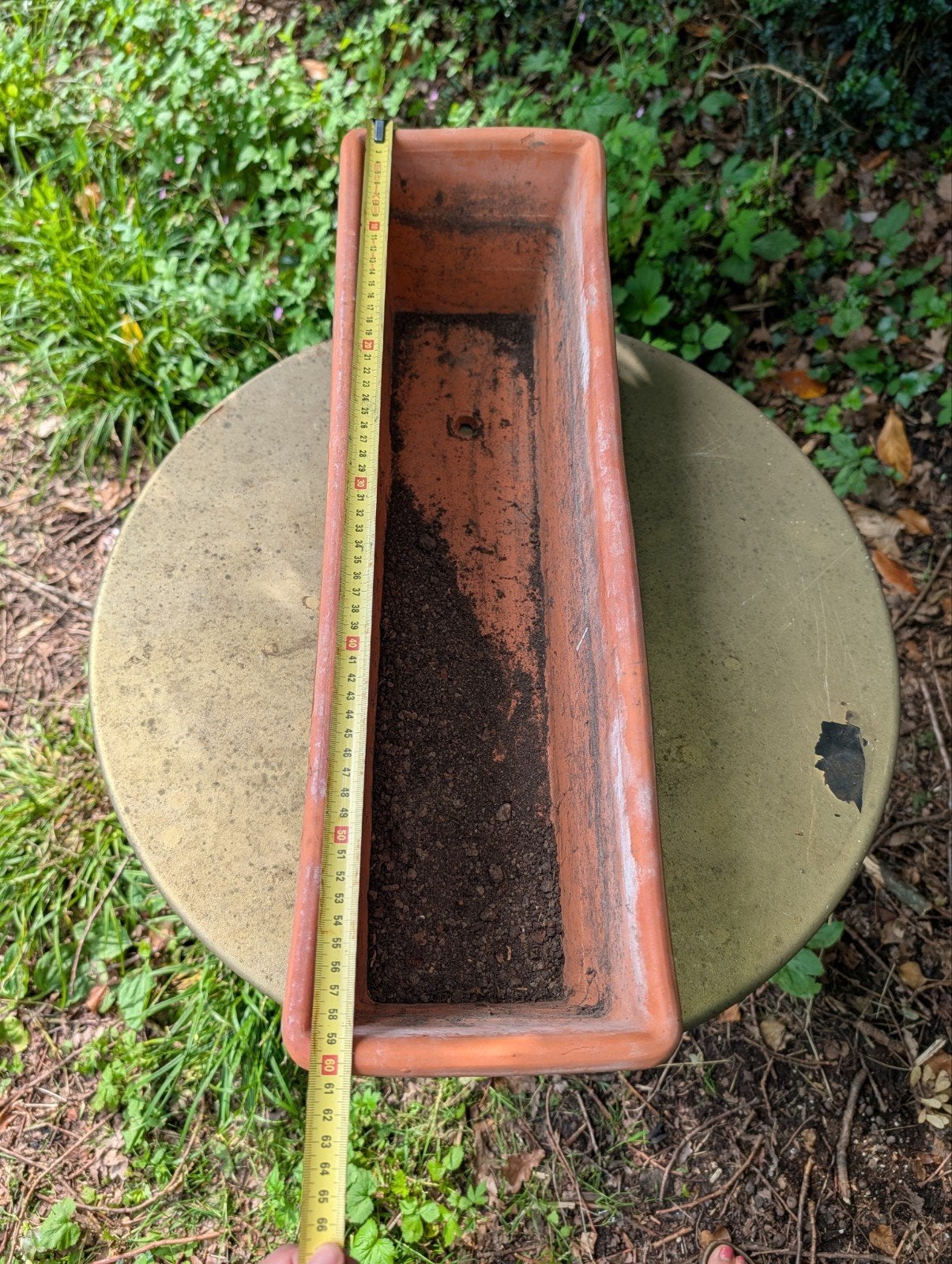 Langwerpige bloembak terracotta 60 cm, Ophalen