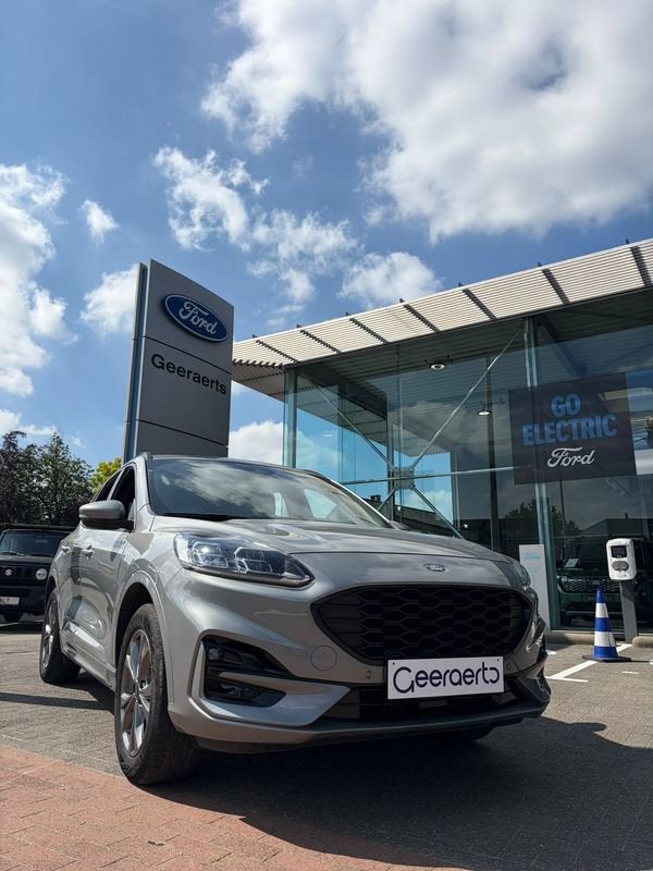 Ford Kuga ST-Line X PHEV AUT, Auto's, Gebruikt, Zwart, 4 cilinders, Leder en Stof