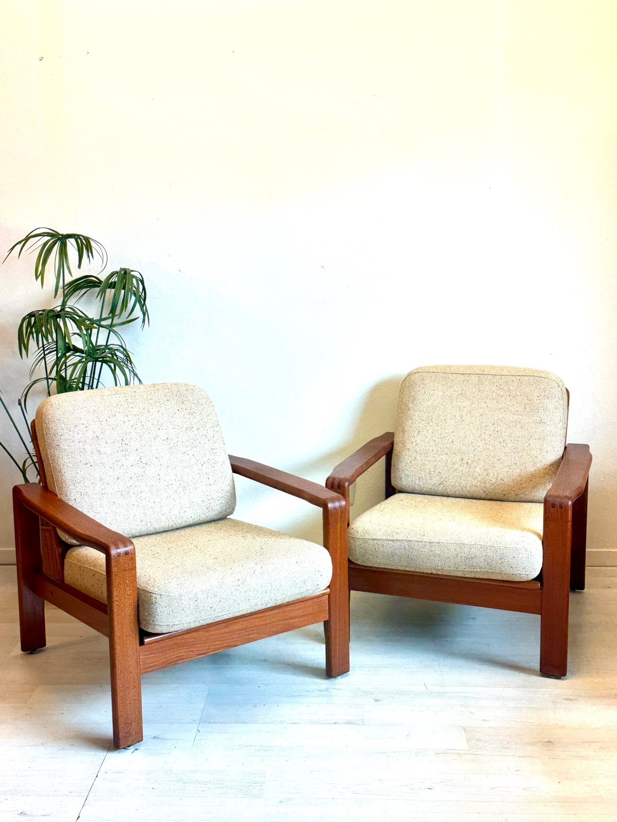 Vintage Deense midcentury fauteuils teak jaren 60, Ophalen of Verzenden, Zo goed als nieuw, Stof, Midcentury vintage Deens