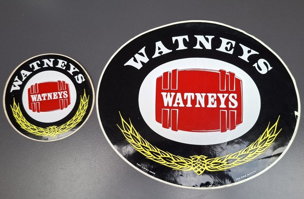 Stickers Watneys Scotch Ale, brasserie Alken-Maes, 1972, Collections, Marques & Objets publicitaires, Enlèvement ou Envoi, Utilisé