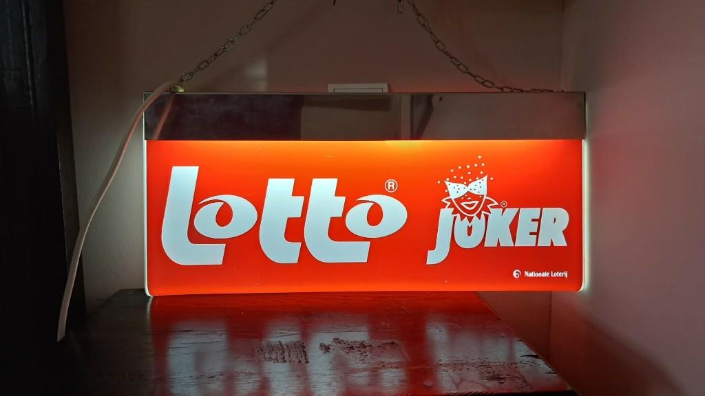 Vintage Lotto Joker lichtreclame, Verzamelen, Ophalen, Reclamebord
