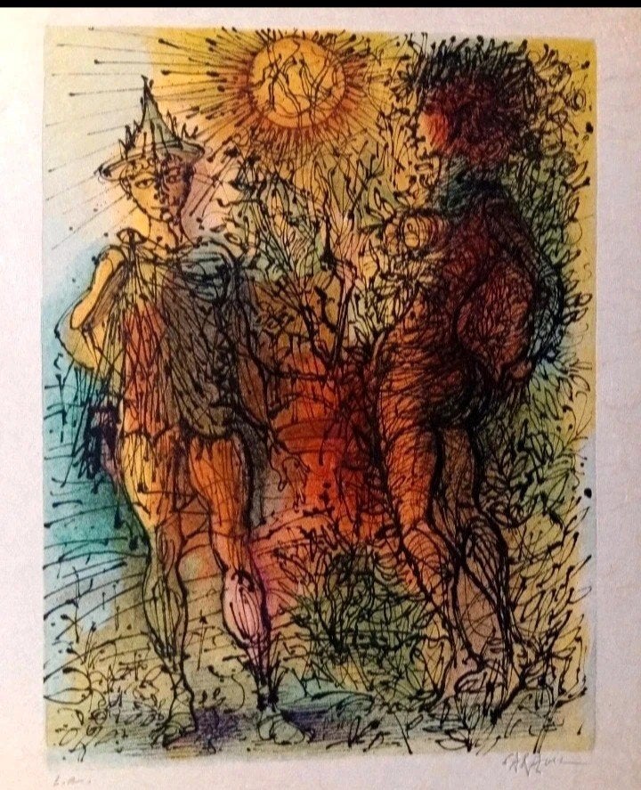 Jean Carzou.. 2 gravures op Japans parelmoerpapier. Ondertek, Antiek en Kunst, Kunst | Schilderijen | Abstract
