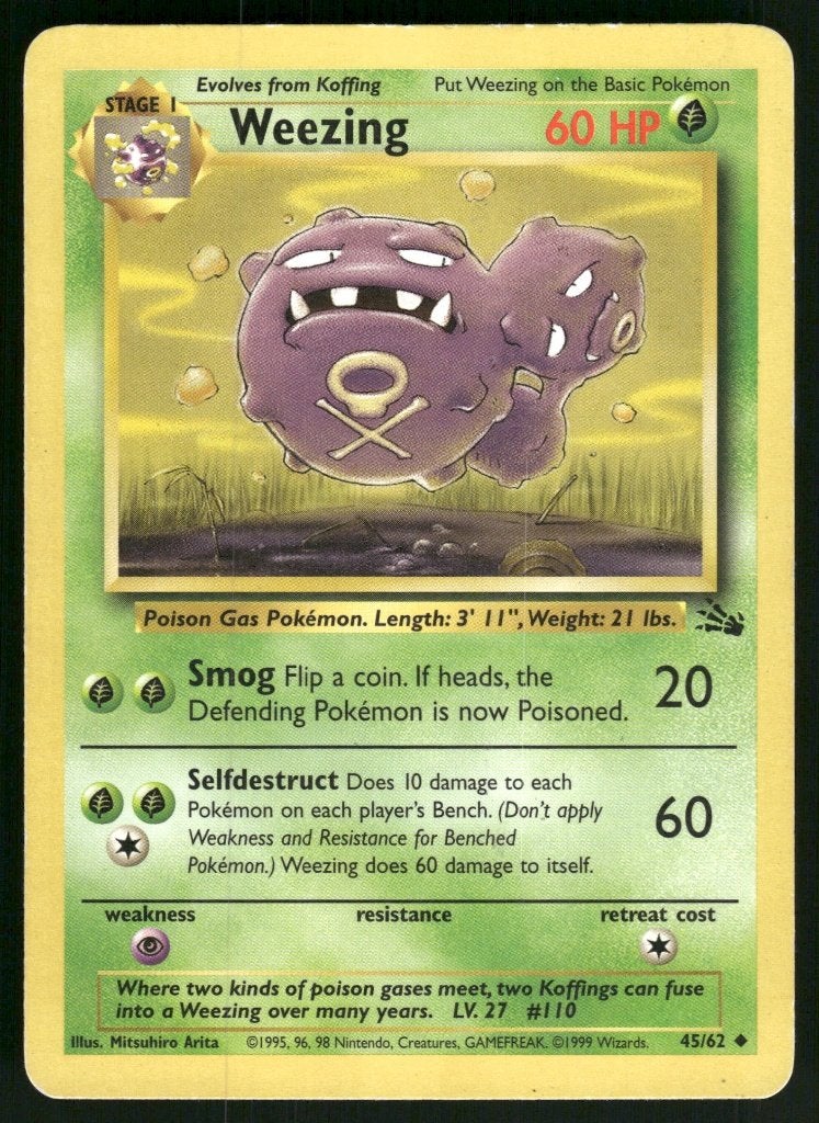 Weezing 45/62 - Fossil (EX), Envoi, Utilisé
