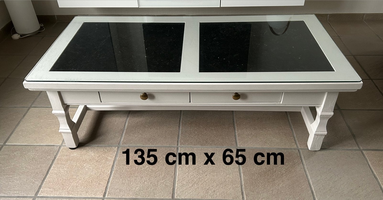Table de salon en chêne avec dessus en verre, Enlèvement, Comme neuf, Chêne