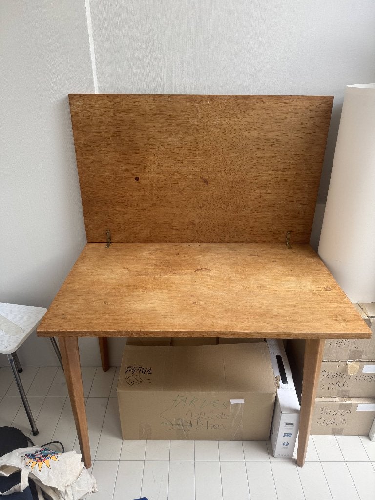 Table en bois vintage scandinave pliable, Enlèvement