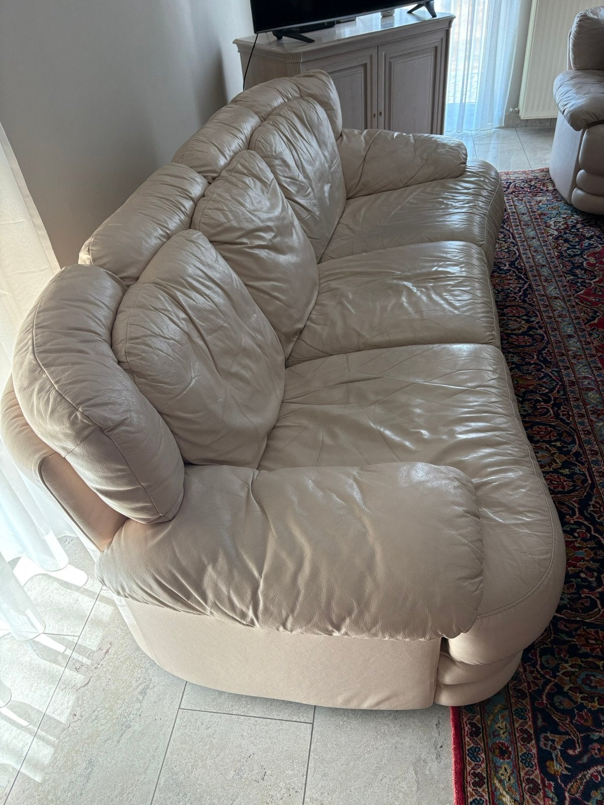 Complete lederen salon Natuzzi, Huis en Inrichting, Ophalen, Gebruikt, Leer