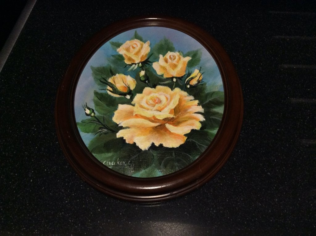 2 Kadertjes met bloemen in hout, Ophalen, Nieuw, Ingelijst, Hout