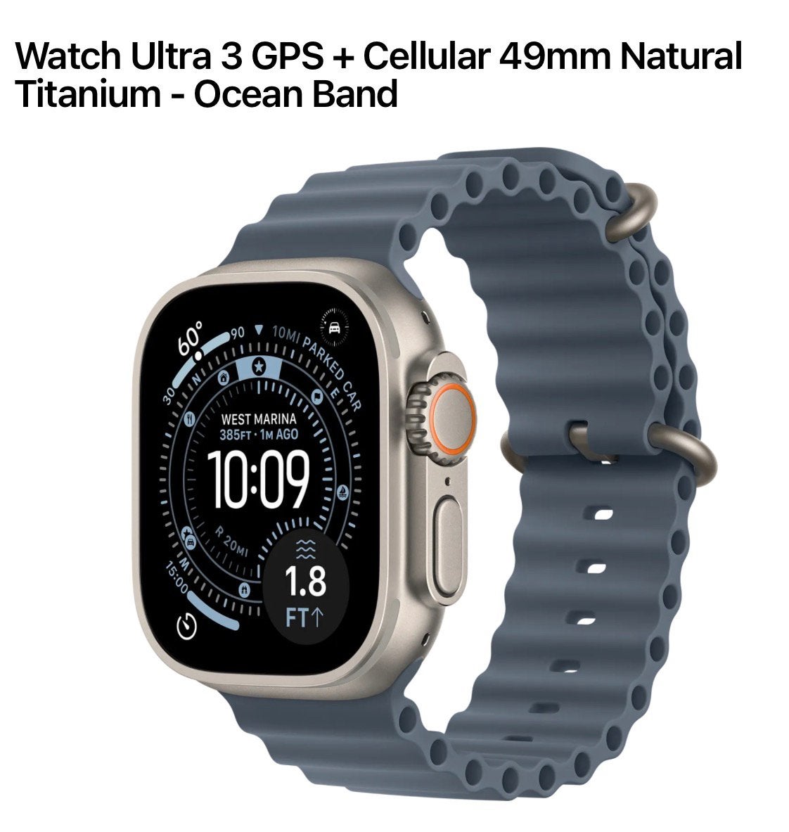 Apple watch Ultra 3 Cellular 49mm, Ophalen of Verzenden, Zo goed als nieuw