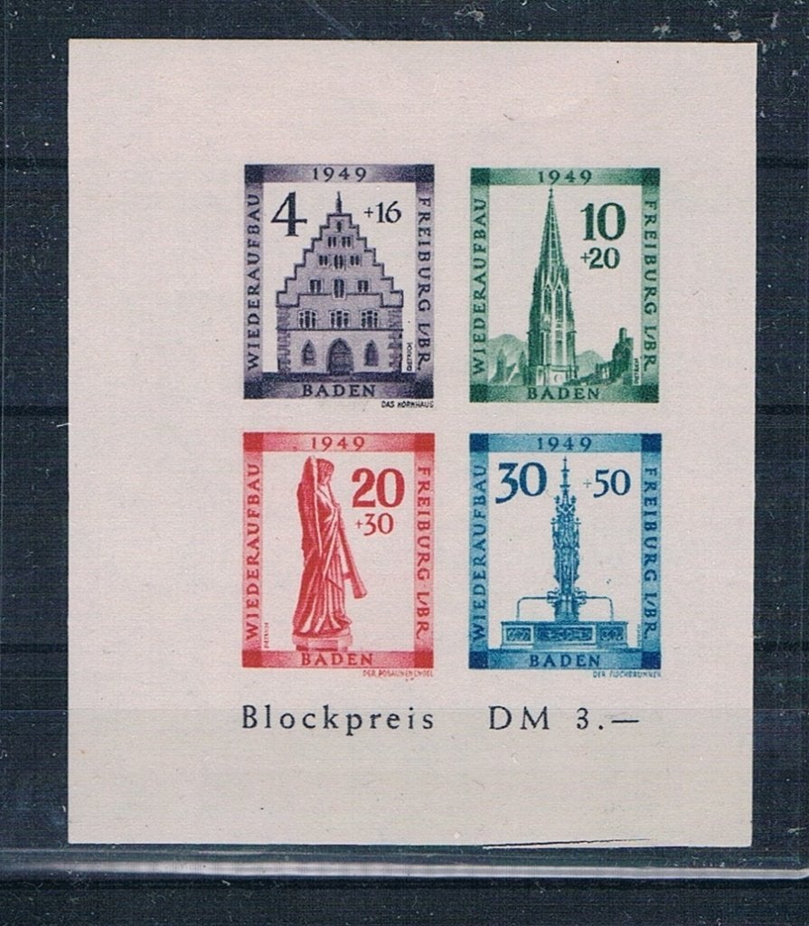 Baden: Blok 1 B (ongetand) postfris, Ophalen of Verzenden, Overige periodes, Postfris