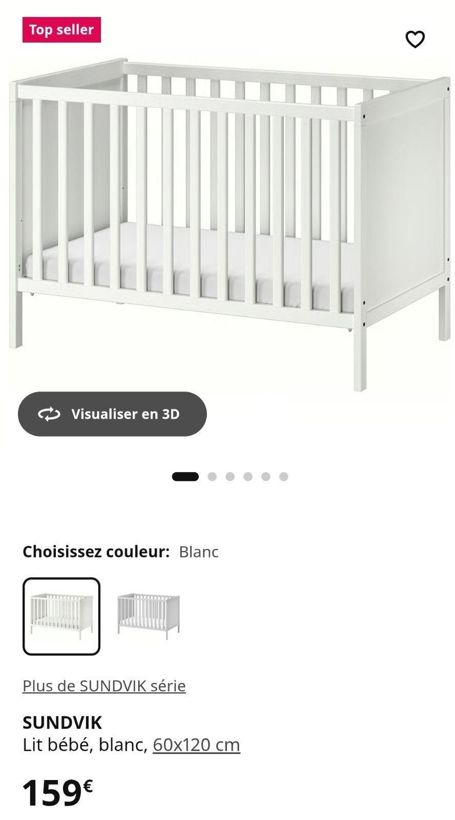 lit évolutif bébé 0-4 ans IKEA Sundvik + accessoires, Enlèvement, Comme neuf, Lit