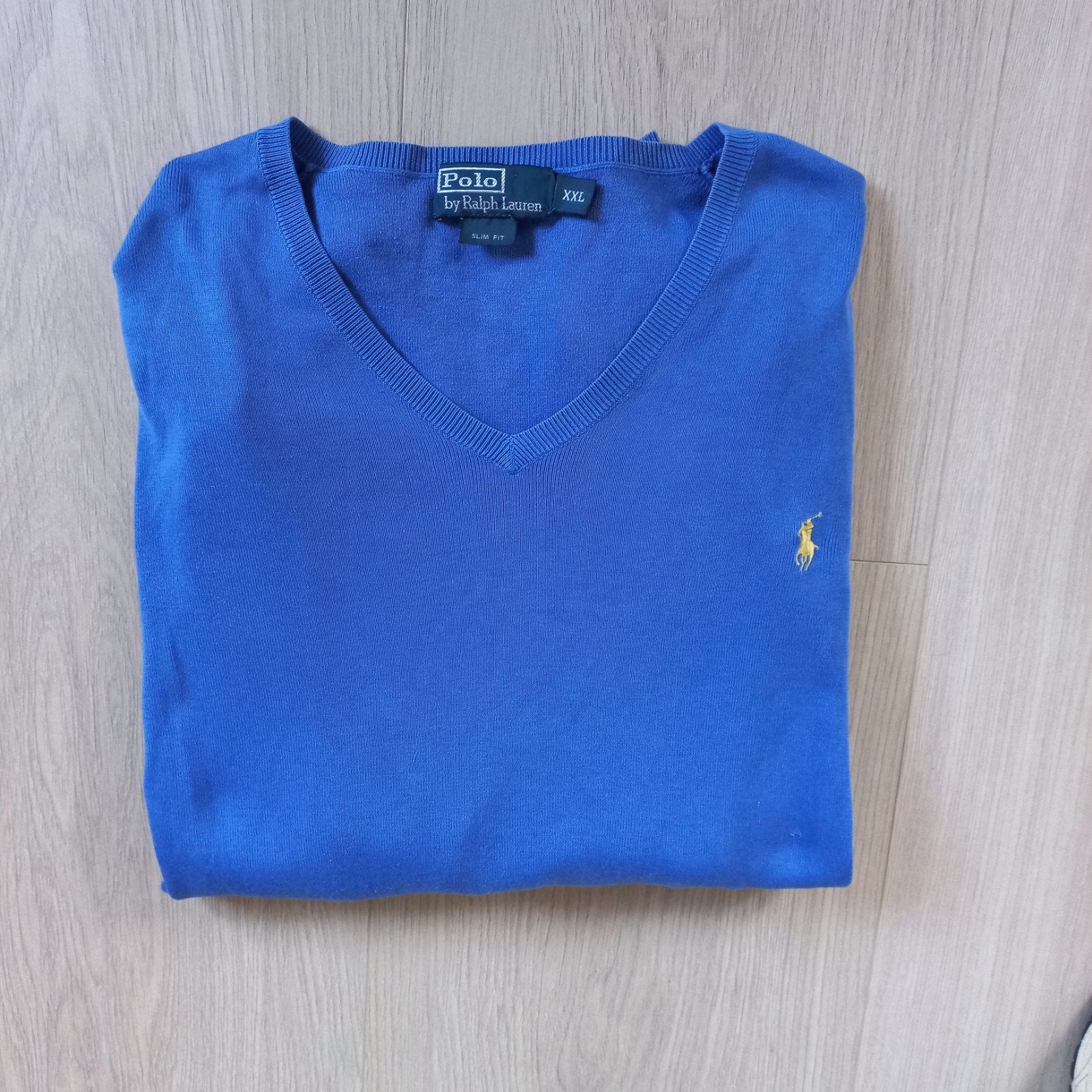 Pull à col V bleu Ralph Lauren élégant taille XXL, Enlèvement ou Envoi, Taille 52/54 (L)