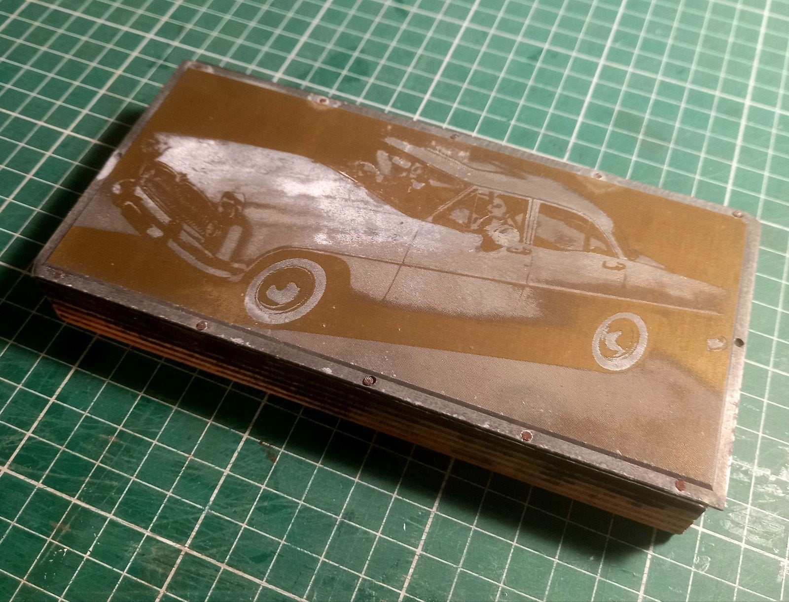Drukblok met een vintage auto, Antiek en Kunst, Ophalen of Verzenden