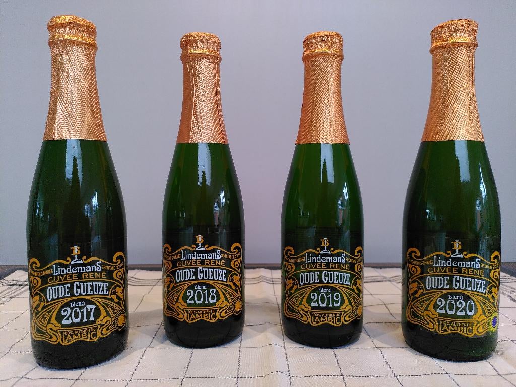 4x Lindemans Cuvée René Oude Gueuze (2017 t.e.m. 2020), Verzamelen, Biermerken, Nieuw, Flesje(s), Overige merken, Ophalen of Verzenden