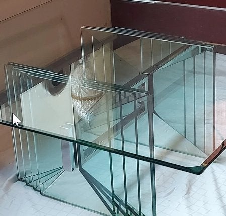 De Gallotti & Radice Crystal salontafel uit de jaren 1970 ., Ophalen, Gebruikt, VINTAGE DESIGN, Glas