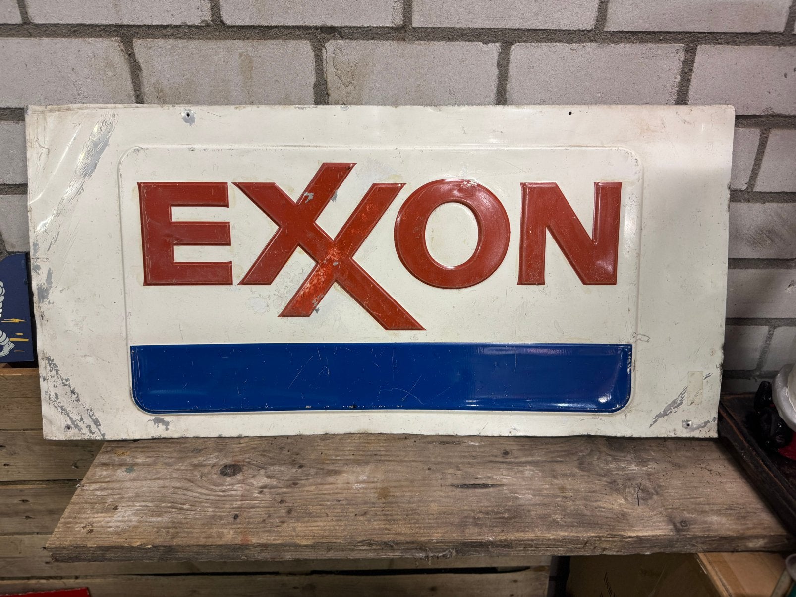 EXXON / Esso oud reclamebord, Verzamelen, Ophalen of Verzenden, Gebruikt, Reclamebord