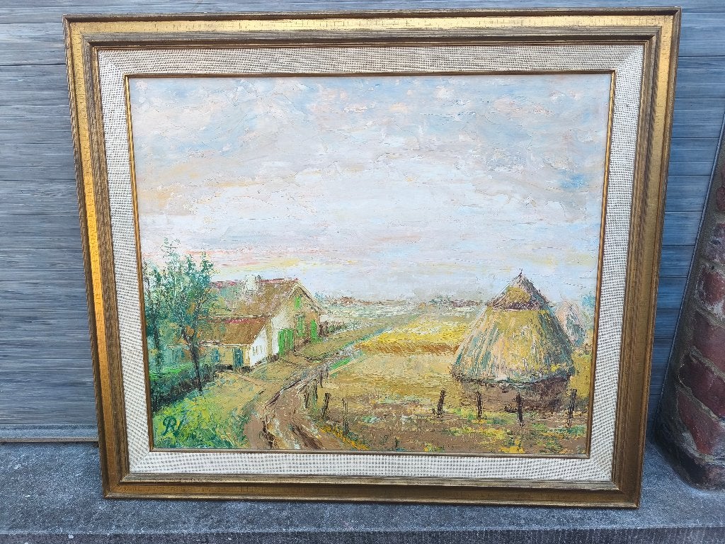 Huile sur panneau paysage signe, Ophalen of Verzenden, Landschap, Paneel
