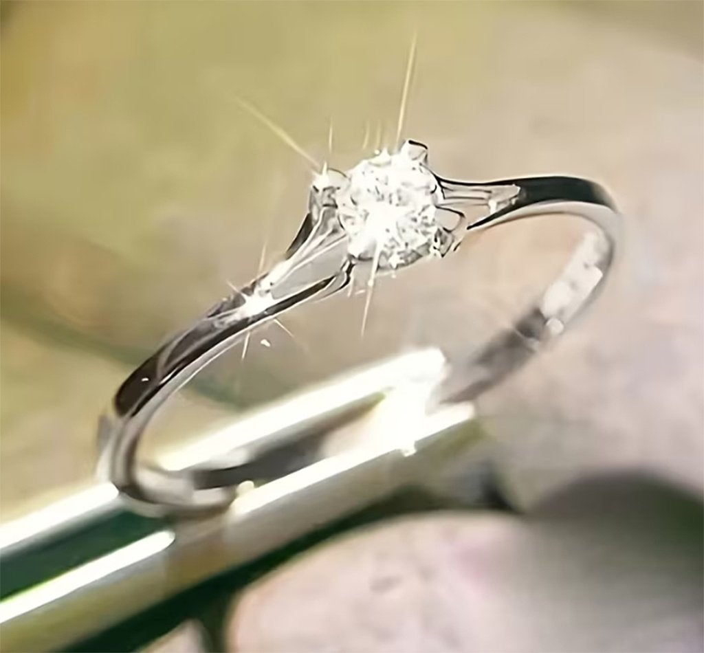 Solitairering met synthetische diamanten van 0,25 ct, Handtassen en Accessoires, Ringen, Nieuw, Ophalen of Verzenden, Met edelsteen
