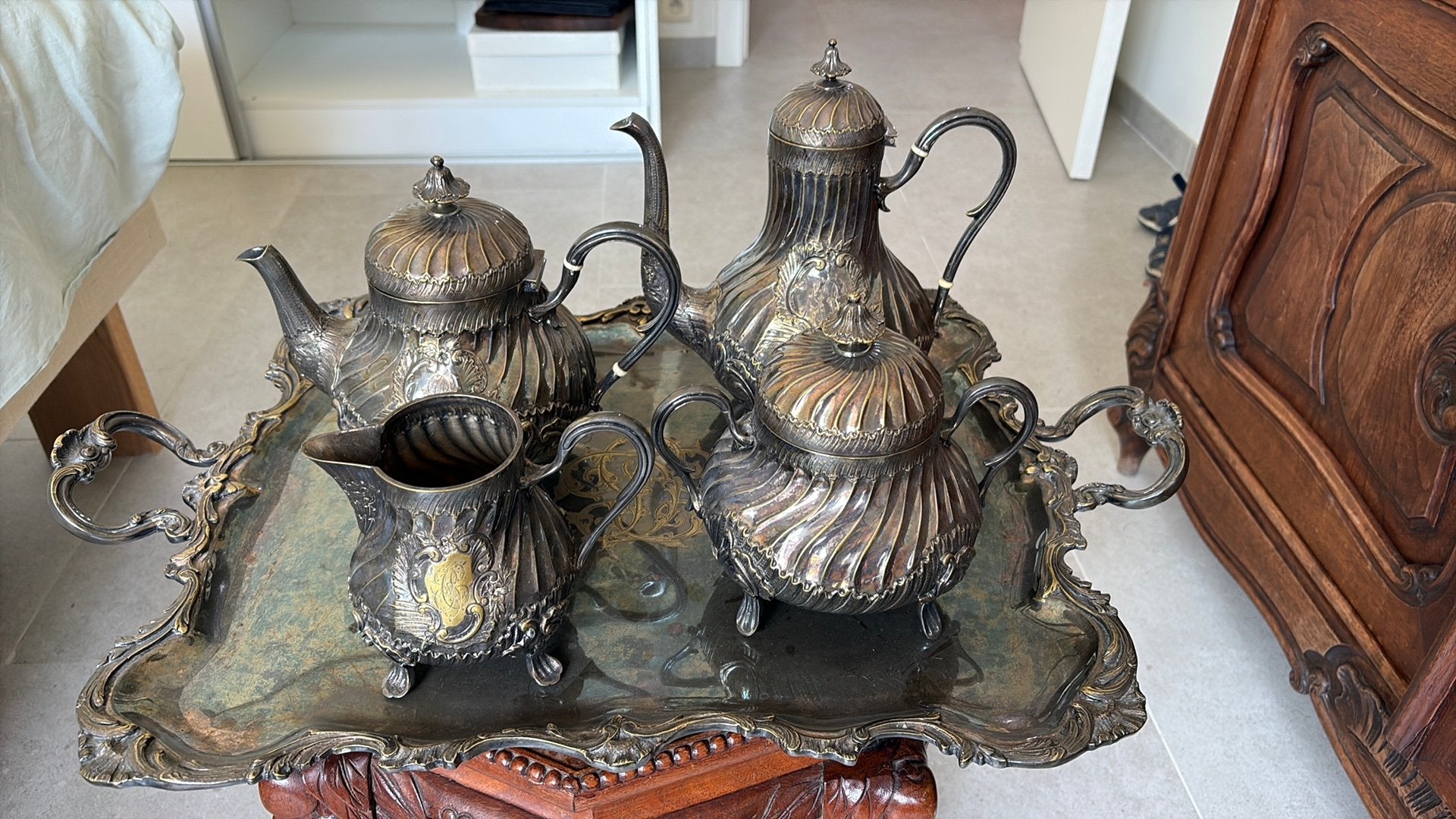 Theeset met plateau, Antiek en Kunst, Ophalen