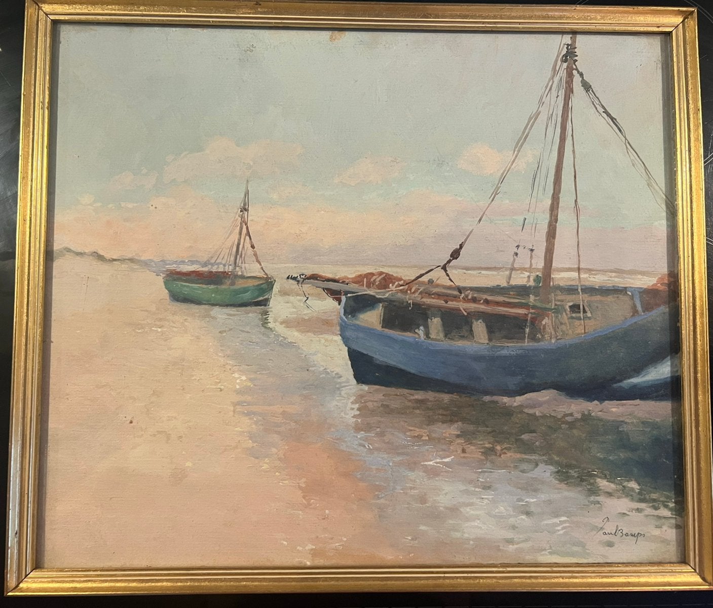 Schilderijen Paul Bamp Hasseltse Kunstenaar Zee Boot, Antiquités & Art, Enlèvement
