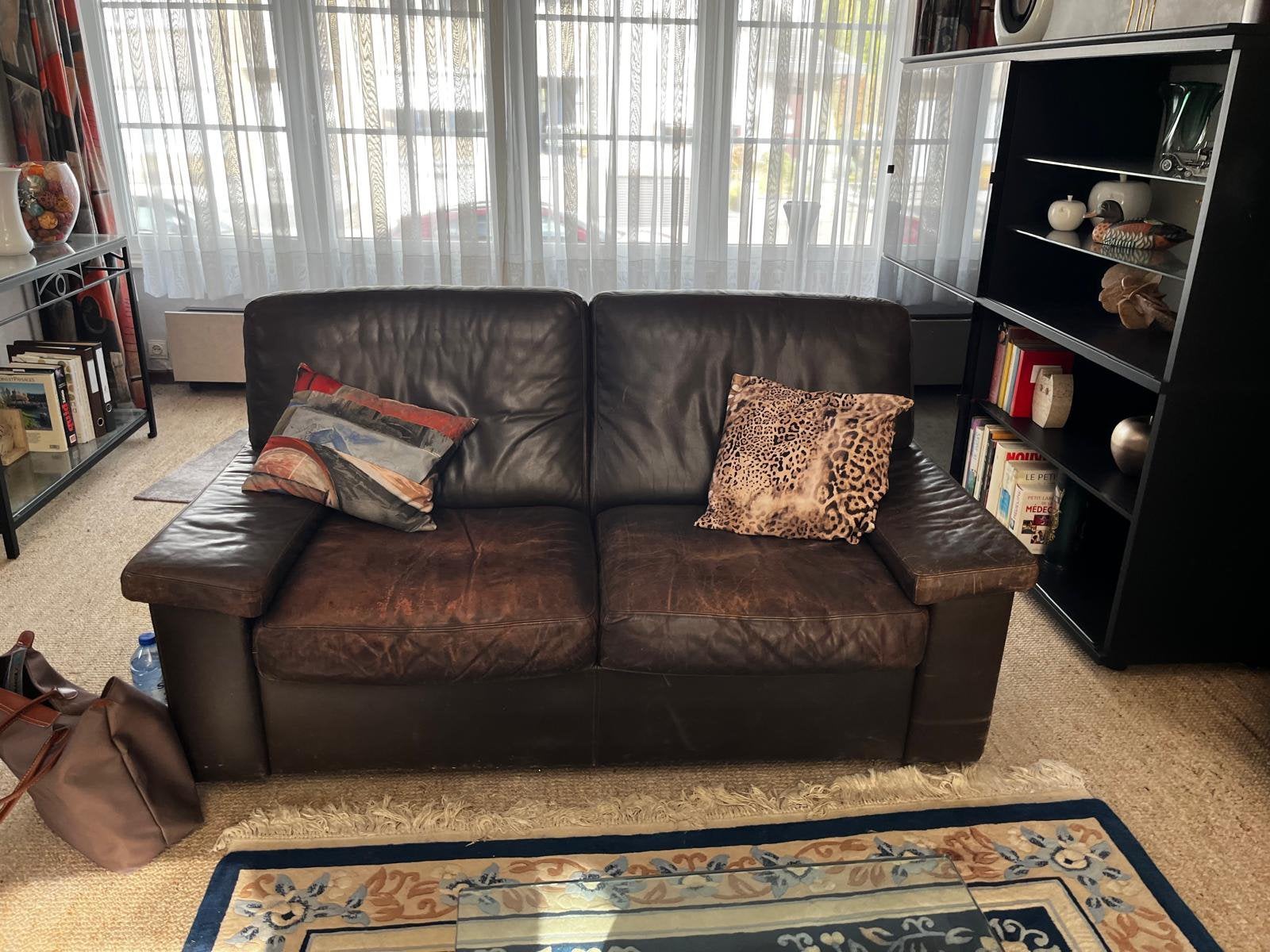 Salon cuir, Ophalen, Gebruikt, Leer, Vintage