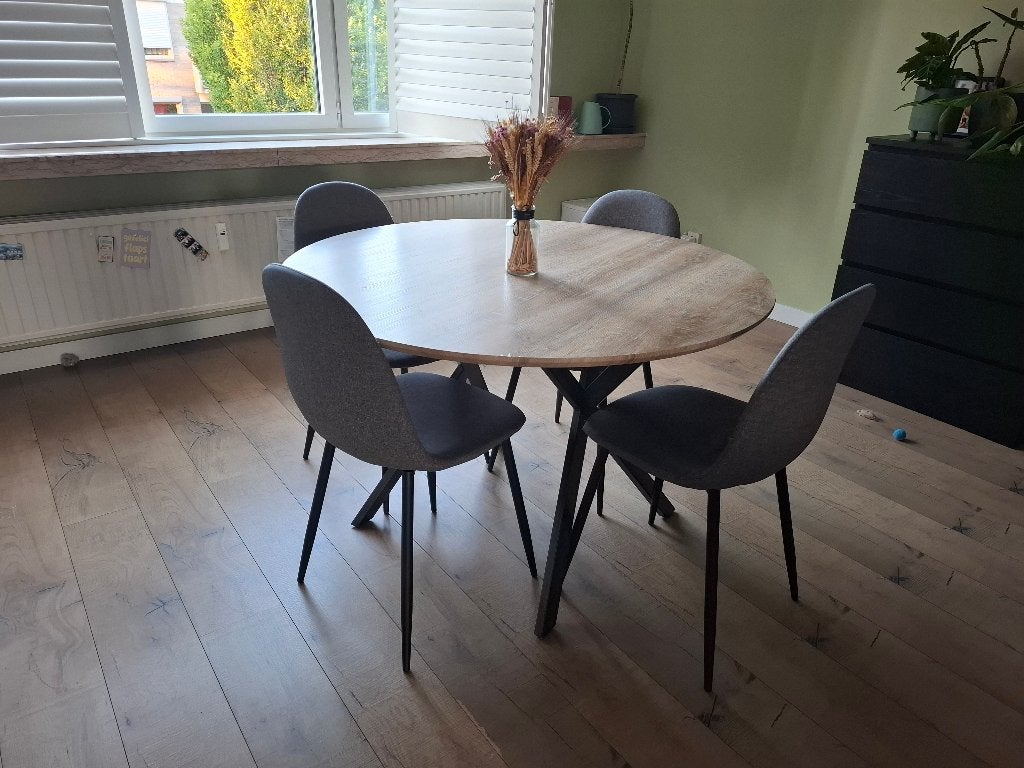 Ronde eettafel, Huis en Inrichting, Tafels | Eettafels, Ophalen, Gebruikt, Rond, Vier personen
