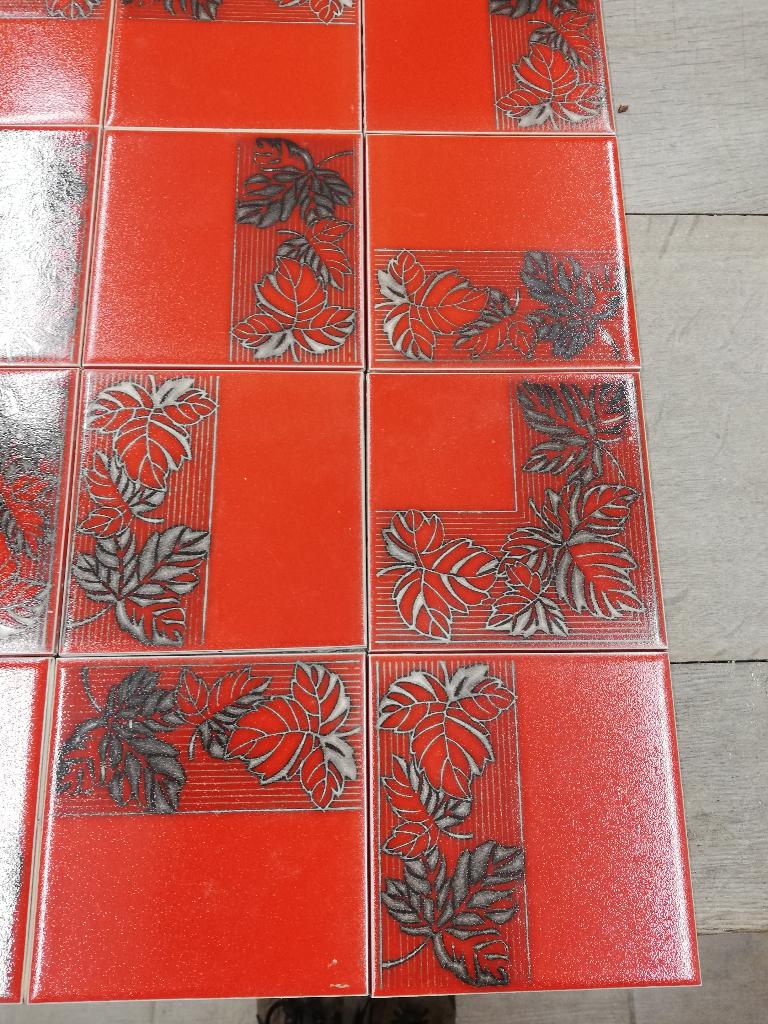 Engelse retro wandtegels rood met zilvergrijs blad, > 100m2, Doe-het-zelf en Bouw, Tegels, Ophalen, Nieuw, 10 m² of meer, Wandtegels