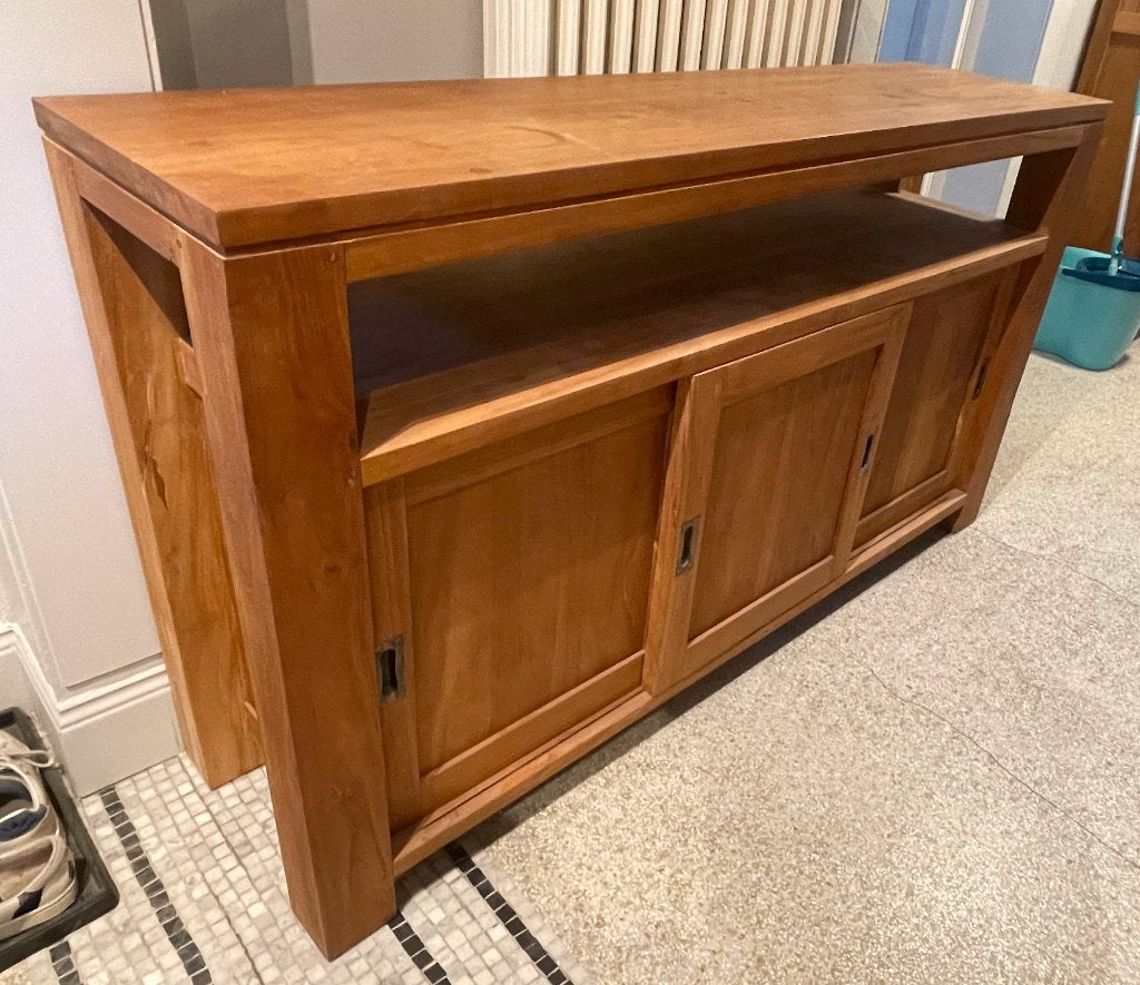Teak buffetkast, Ophalen, Gebruikt, 150 tot 200 cm, Teakhout