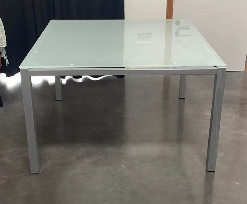 Table de salle a manger carrée, 100 à 150 cm, Cinq personnes ou plus, Verre, Carré