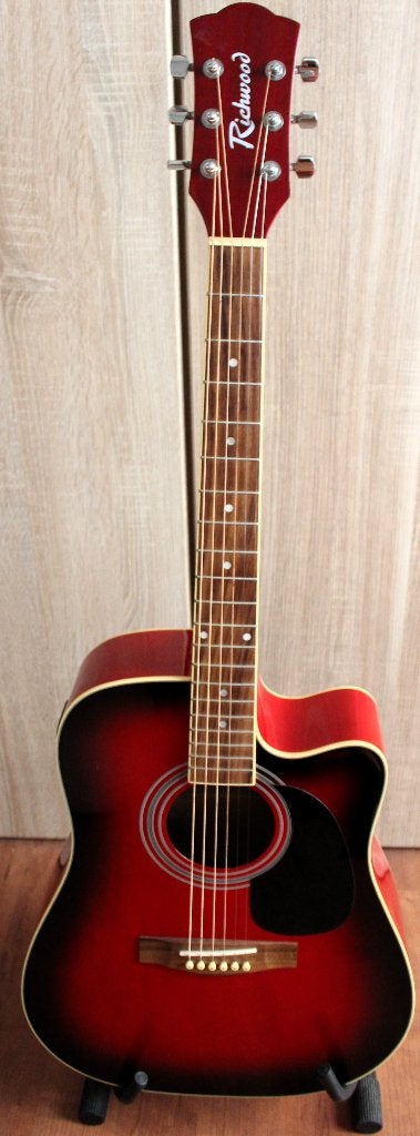 GUITARE semi-acoustique RICHWOOD RD12CES + SUPPORT + GIGBAG, Musique & Instruments, Enlèvement, Comme neuf, Guitare Western ou Guitare Folk