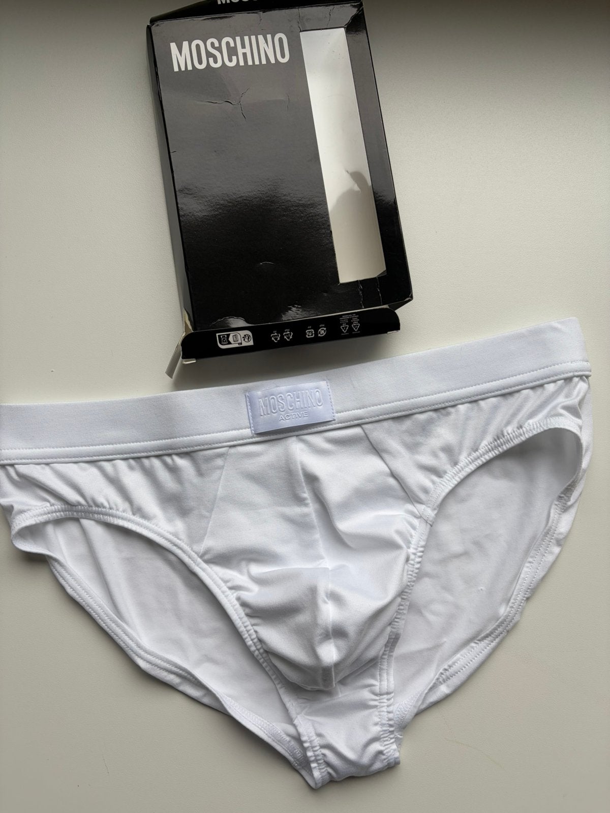 Slip Moschino en polyamide Nouveau, Envoi, Blanc, Slip