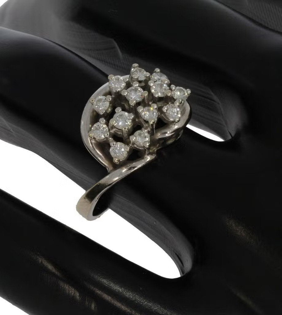 Diamanten rozet 14k gouden luxe briljant ring dame entourage, Ophalen of Verzenden, Zo goed als nieuw, Dame of Heer, Met edelsteen