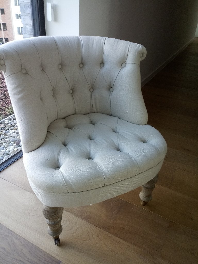 fauteuil klein lichtgrijs, Ophalen, Gebruikt, Hout, Modern landelijk
