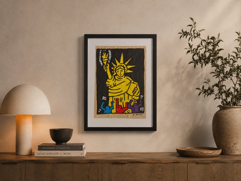 Keith Haring & julia gruen tekening op papier.Handgesigneerd, Antiquités & Art, Art | Lithographies & Sérigraphies, Estampillé