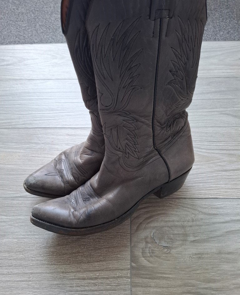 Vintage Antracietgrijze Lederen Cowboyboots Tony Mora 38/39, Kleding | Dames, Hoge laarzen, Ophalen of Verzenden, Tony Mora, Grijs