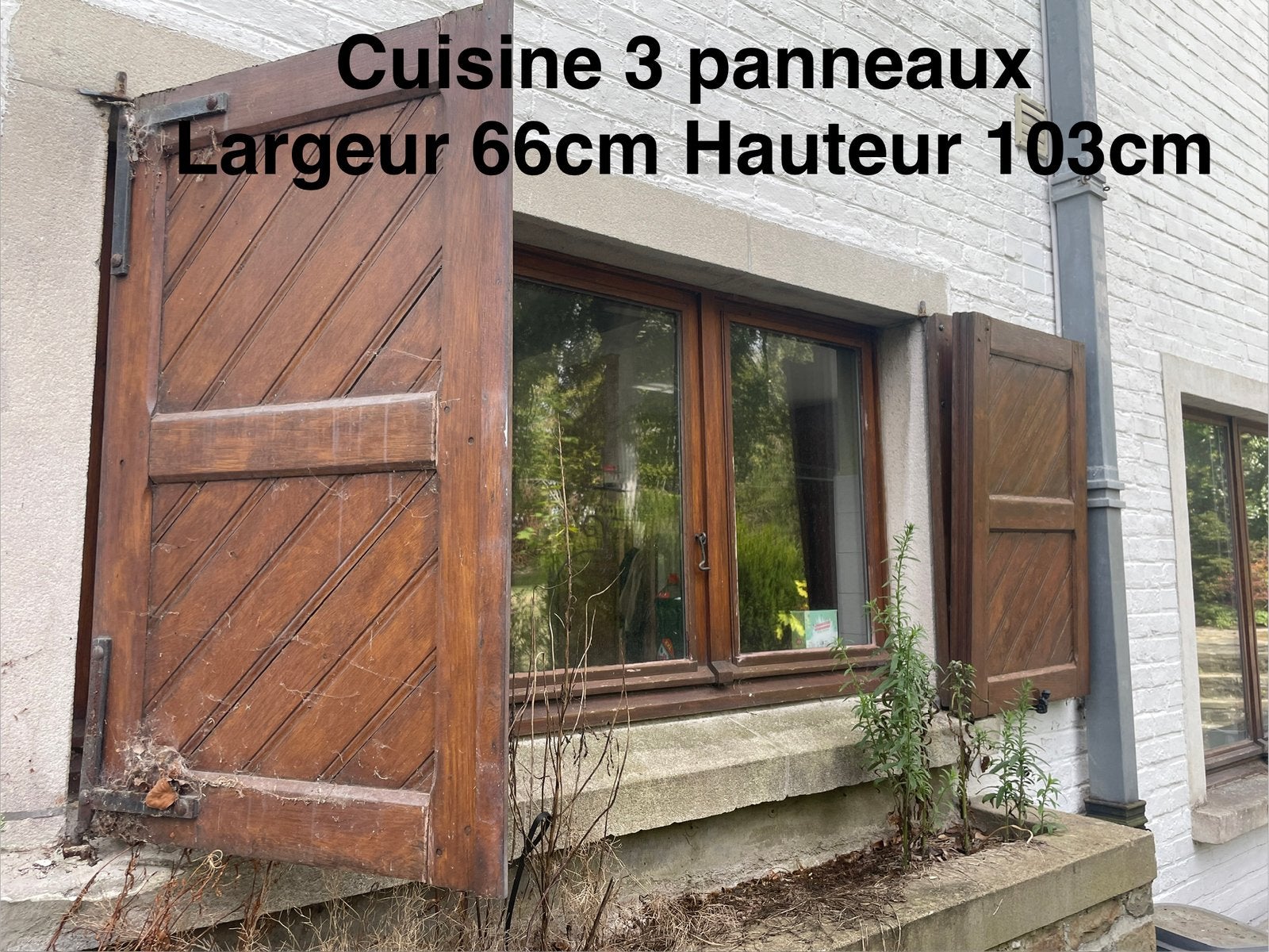 Volets en bois, Utilisé, 100 à 150 cm, Brun, 150 à 200 cm