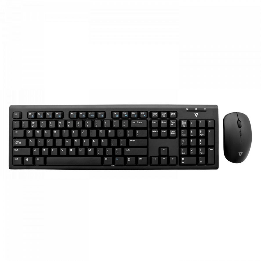 Clavier + souris sans fil V7 CKW200BE – Noir, Neuf, Enlèvement ou Envoi, Azerty, Pavé numérique