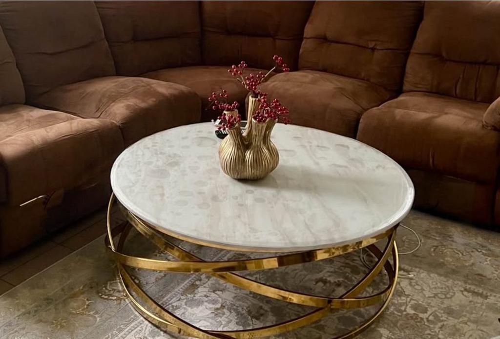 Prachtige marmeren salontafel, Ophalen, Zo goed als nieuw, 100 tot 150 cm, Minder dan 50 cm