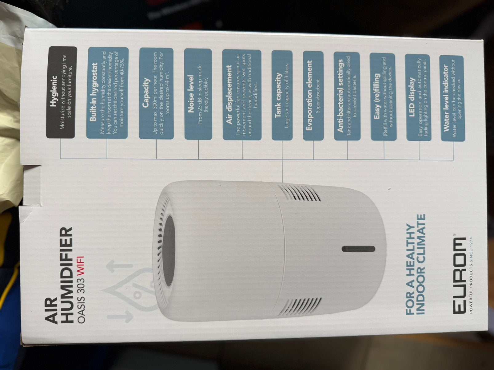 Luchtbevochtiger Eurom met wifi, Electroménager, Enlèvement, Neuf, Humidificateur