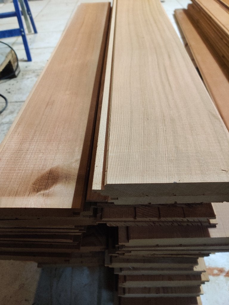 cederhouten planken 133 mm breed - 20 mm dik - div lengtes, Ophalen, Minder dan 25 mm, Zo goed als nieuw, Plank