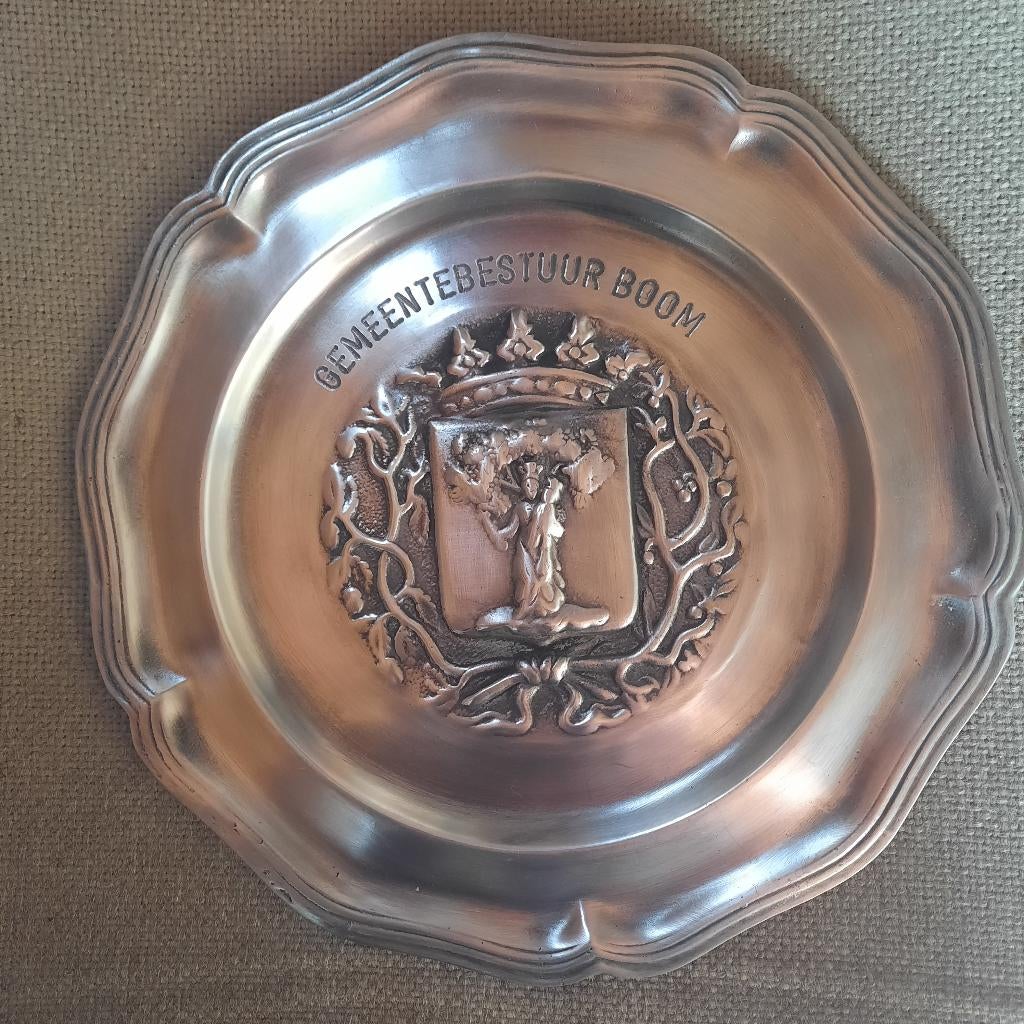 TINNEN BORD gemeentebestuur BOOM, Ophalen of Verzenden