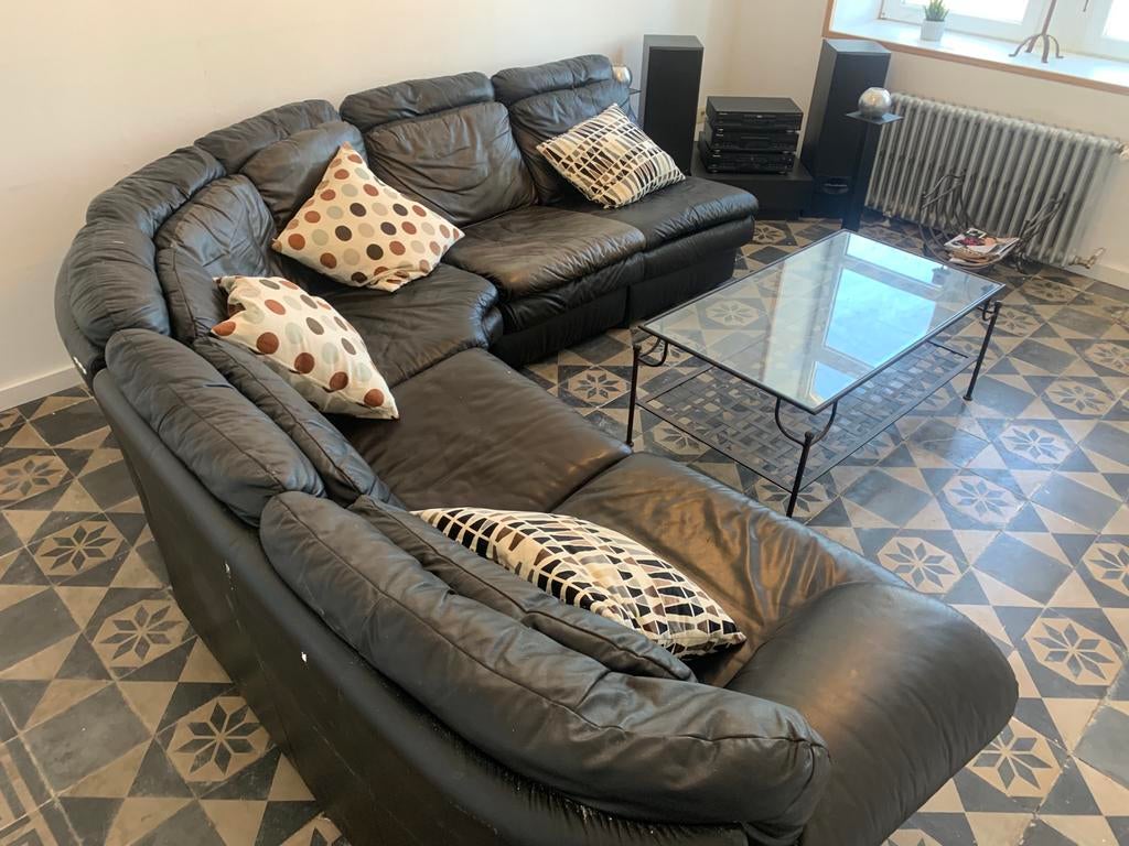 Salon en cuir...200€...Bois-de Villers, Enlèvement, Comme neuf, Bois
