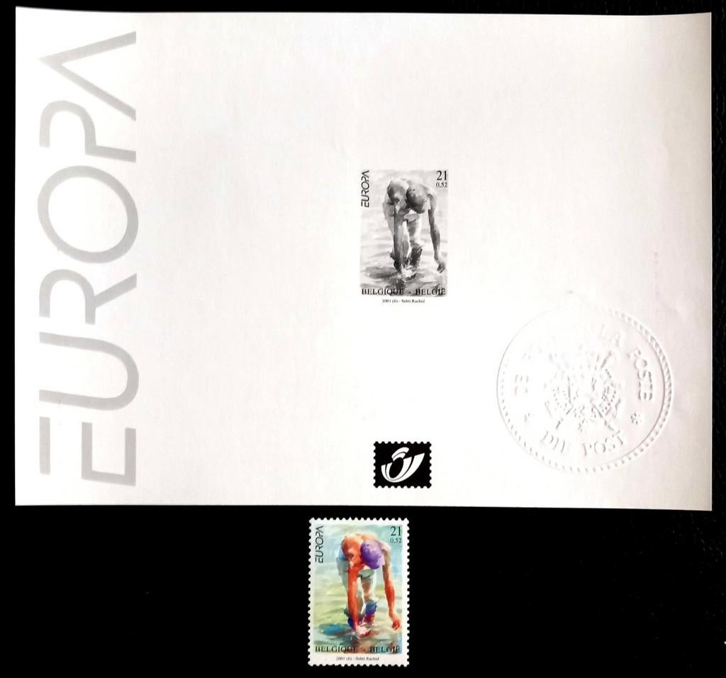 2001 EUROPA - Zwart-wit vel + MNH-stempel **, Verzenden, Orginele gom, Postfris, Postfris