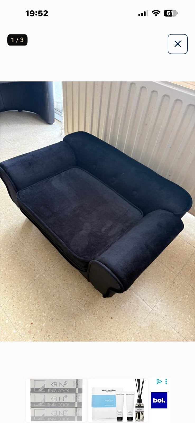 Hondenbank 72x45x30, Ophalen, Zo goed als nieuw, Pluche
