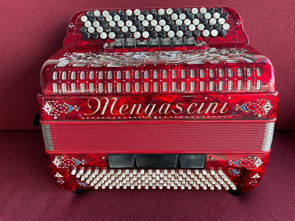 Z.g.a.n. italiaanse Mengascini knopaccordeon .96 bas .DO 1 ., Muziek en Instrumenten, Accordeons, Met koffer, Ophalen of Verzenden