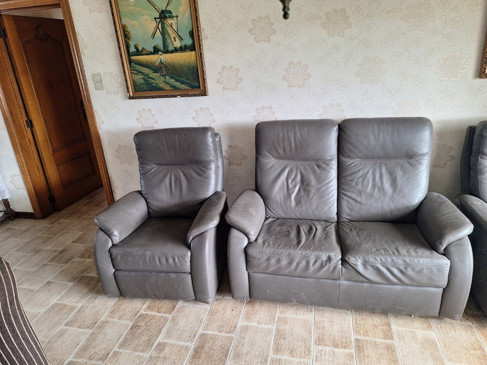 tweezit in leder, Huis en Inrichting, Ophalen